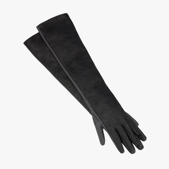 NWT Zara Limited Edition Black Leather Gloves Long - Picture 2 of 7